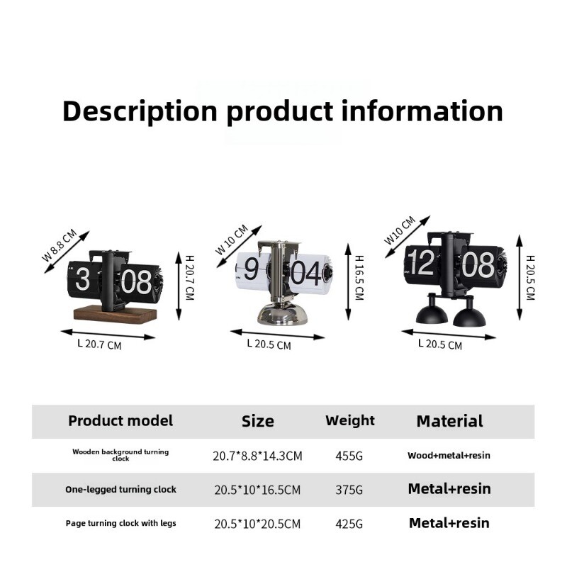 Automatic page turning clock desktop ornament retro mechanical pendulum creative