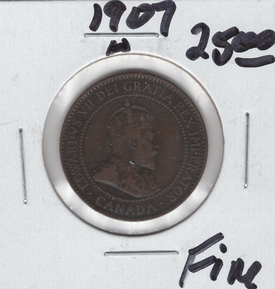 1907 Canada Large 1 Cent Coin - Fine