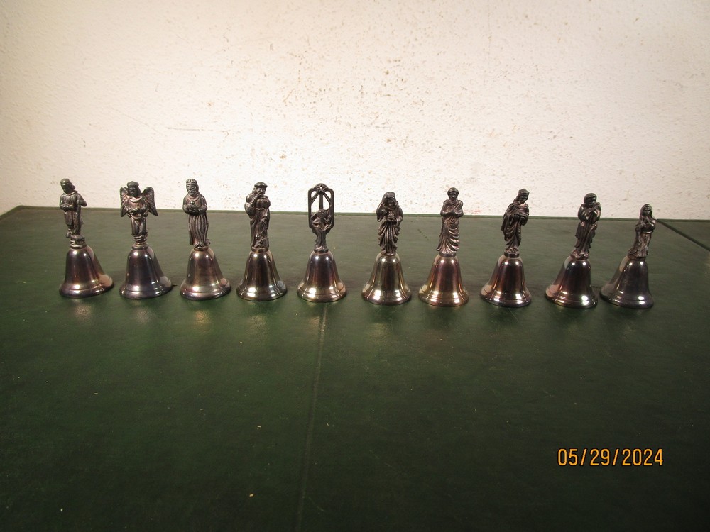 10 Silverplated Religious Bells 3"