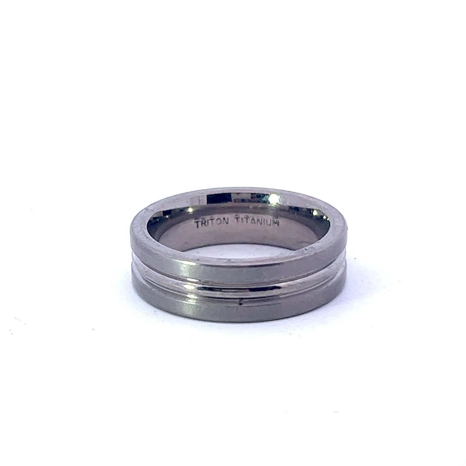 Men's TRITON Titanium Square Grooved 7mm Wedding Band Ring