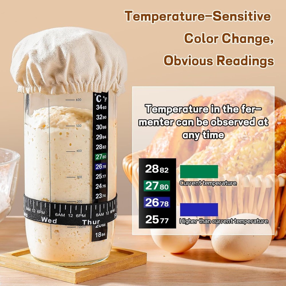 Easily Create Sourdough Bread: 24 oz Starter Kit with Thermometer & Scraper