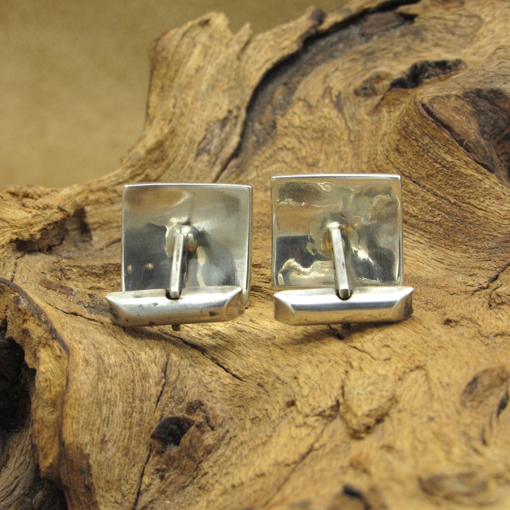 Sterling Silver Deer with Antlers Rectangular Cuff Links