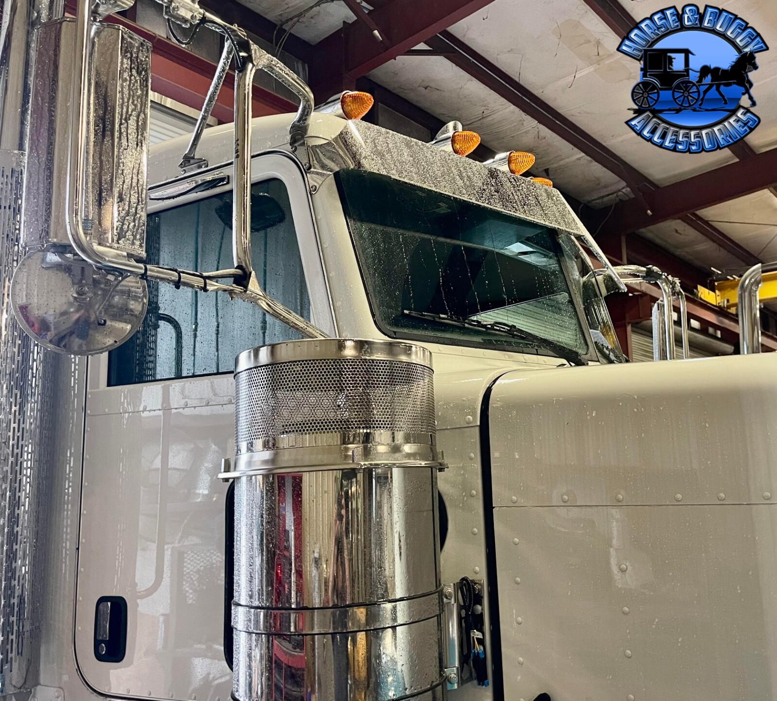 Rollin low 8" straight Peterbilt visor 304 stainless 379,389,388,386,359 nu-1001