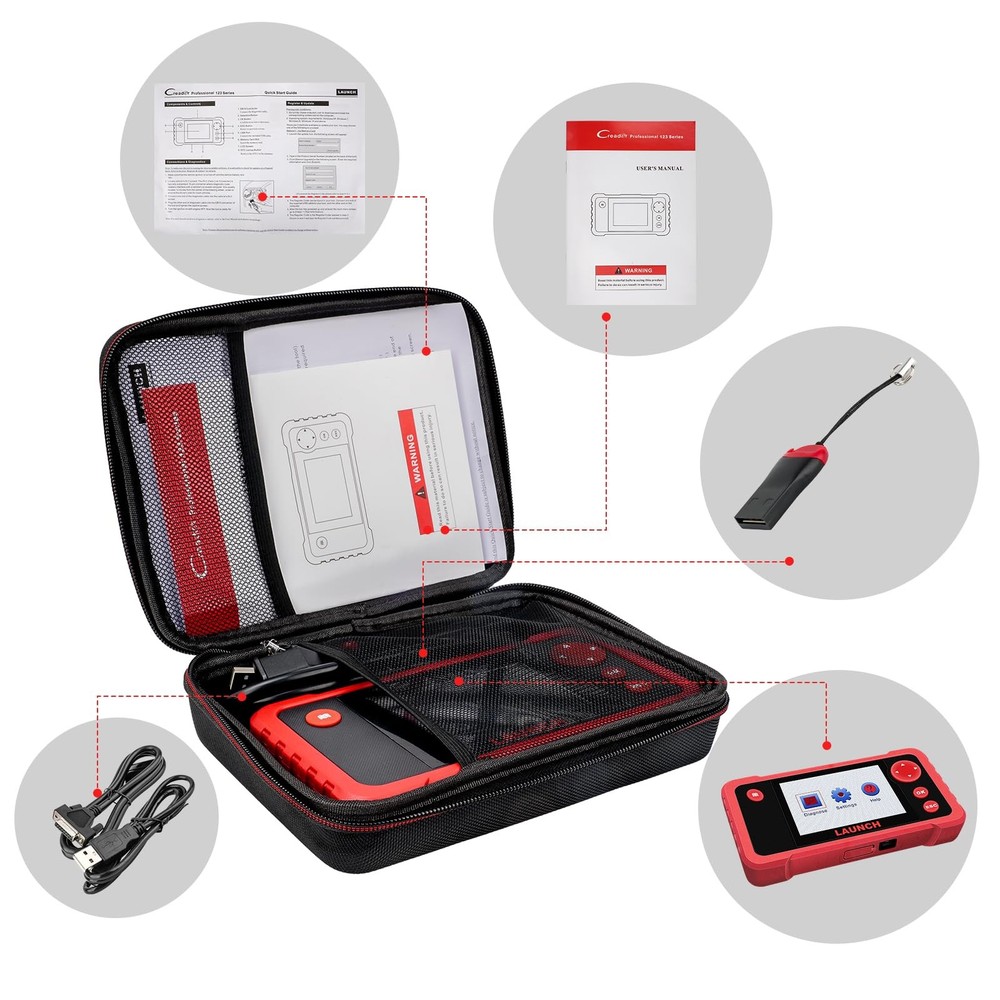 KINGBOLEN Protective Case Storage Bag for OBD2 Scanner Launch Black
