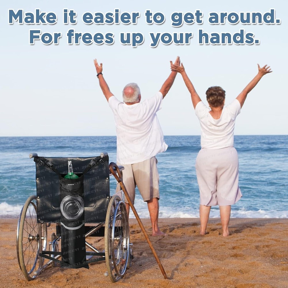 Durable Black Oxygen Cylinder Bag for Wheelchairs - Easy Installation & Use