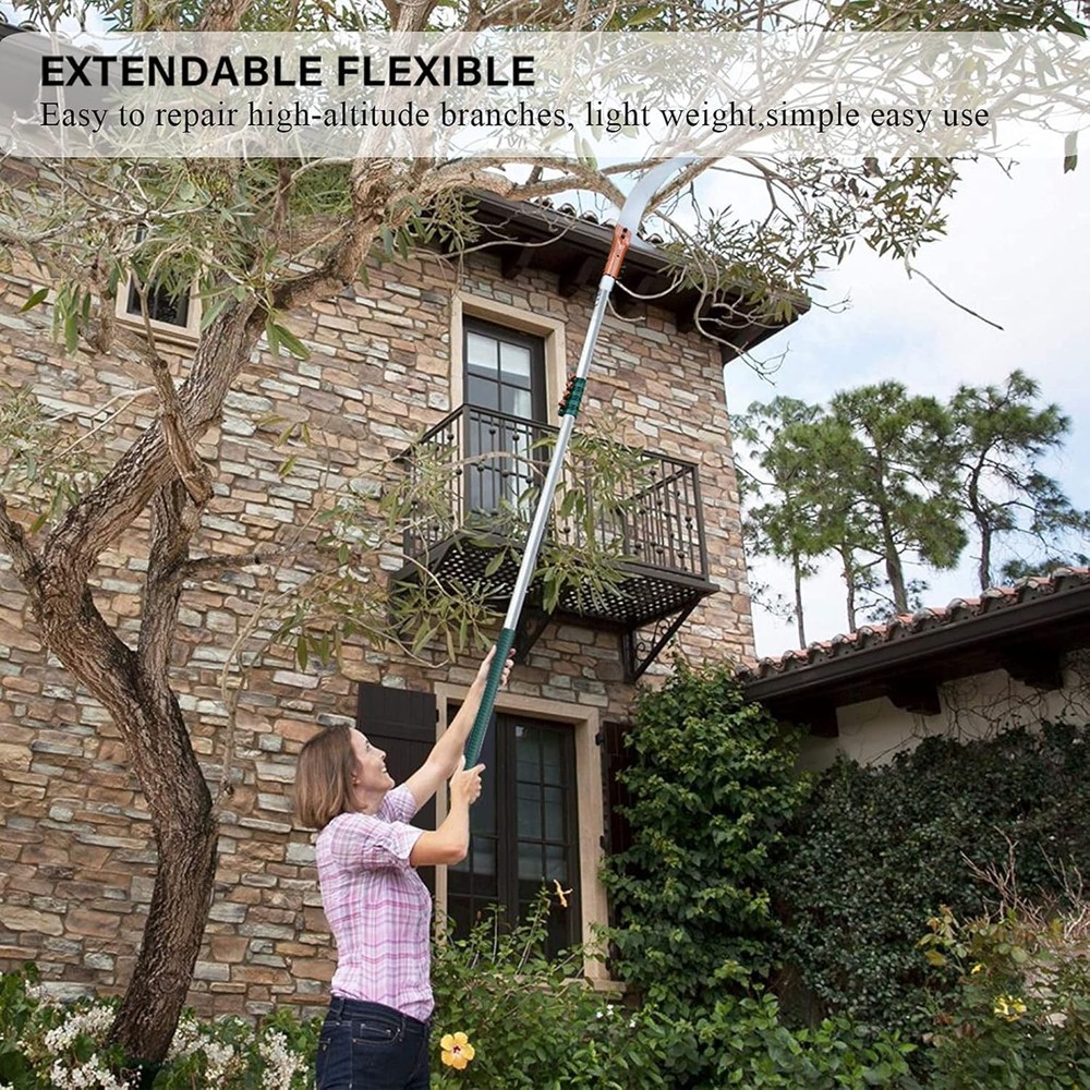Tree Pruner Pole Saw Manual Extendable Long 5.5m, Green
