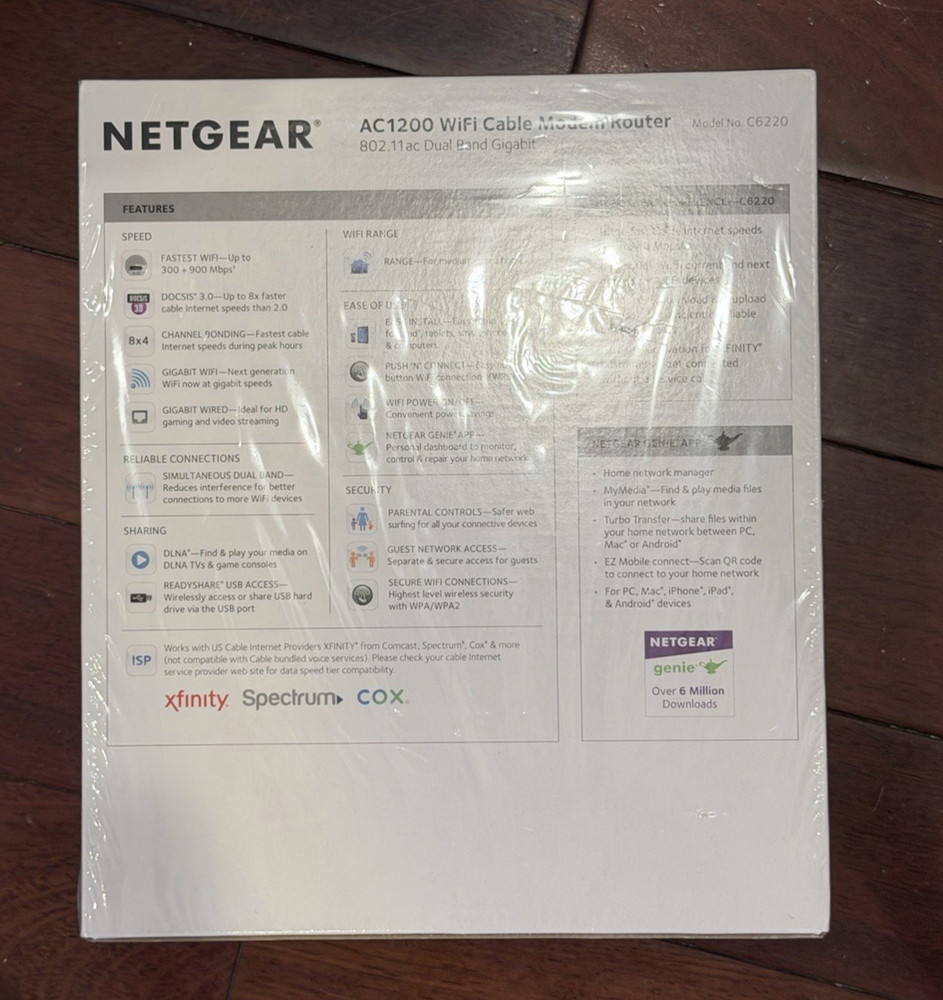 NETGEAR AC1200 (C6220) WiFi Cable Modem Router