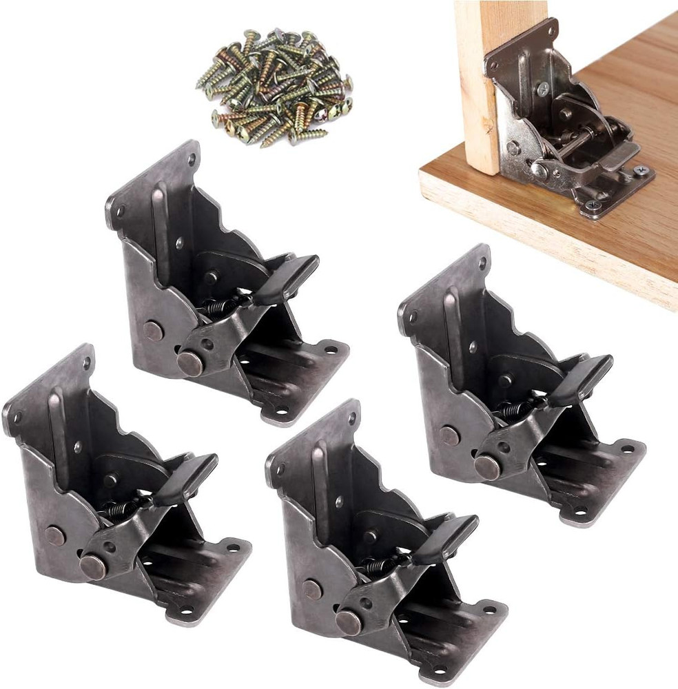 4 Pack Locking Hinge for Folding Table Brackets, Heavy Duty Folding Brackets 90