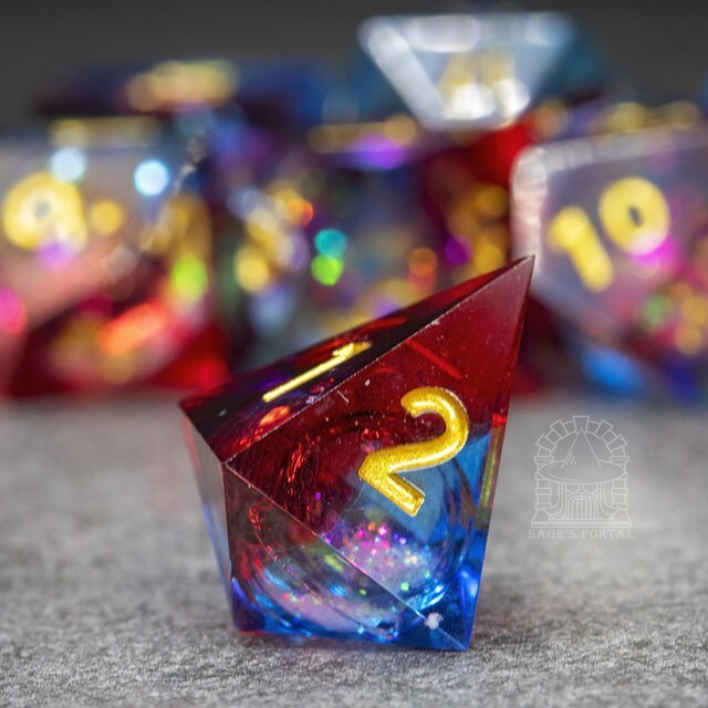 Sage's Spirits - Ember Spirits Liquid Core Sharp Edge Resin Dice Set