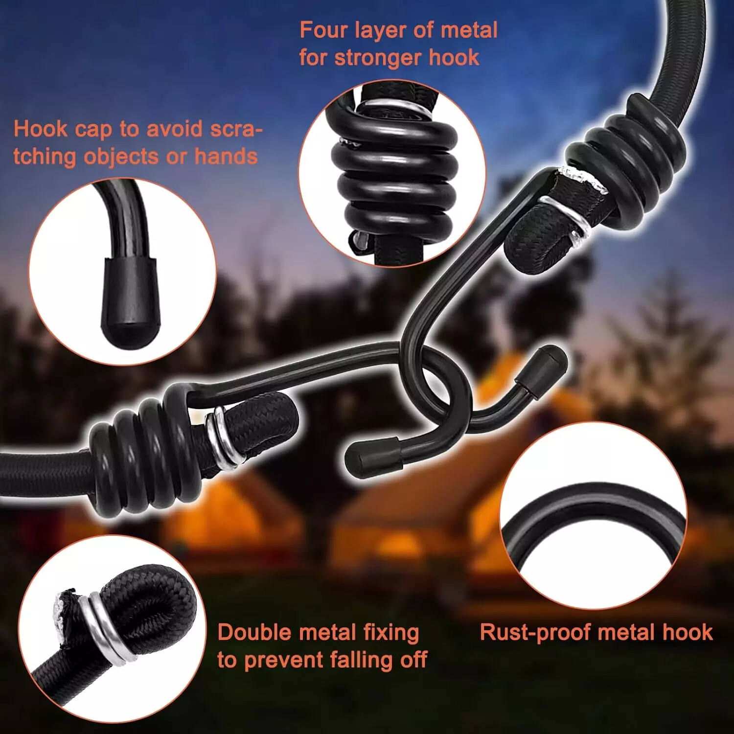 8mm HEAVY DUTY BLACK MARINE GRADE BUNGEE CORD Tarp Tie Down Strap 12-20-24-30-40