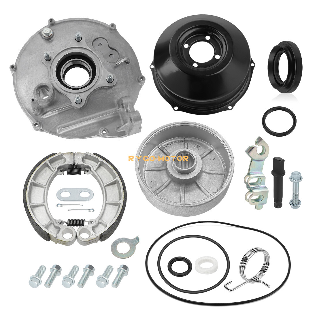 Rear Brake Drum Hub Plate Cover Shoes Bearing Seals Assy for Honda Rancher 420