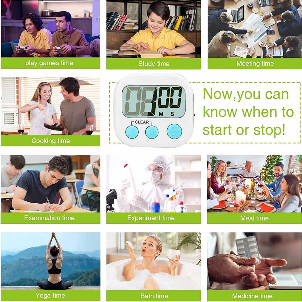 2 pack small digital kitchen timer magnetic back countdown Alarm reminder Timer