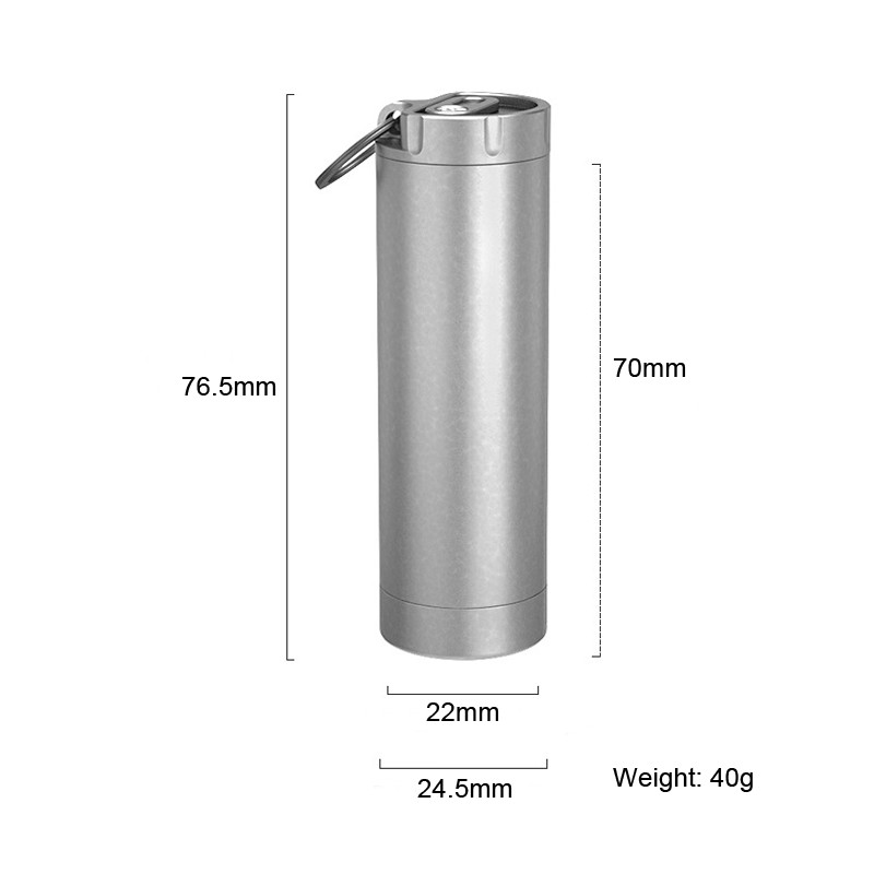 Waterproof Titanium Medication Pill Container Box Bottle Case Keychain Holder