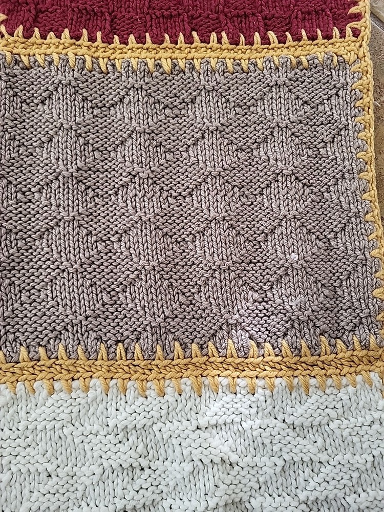 Hand-knitted multi-patterned Afghan Blanket 60"×90"