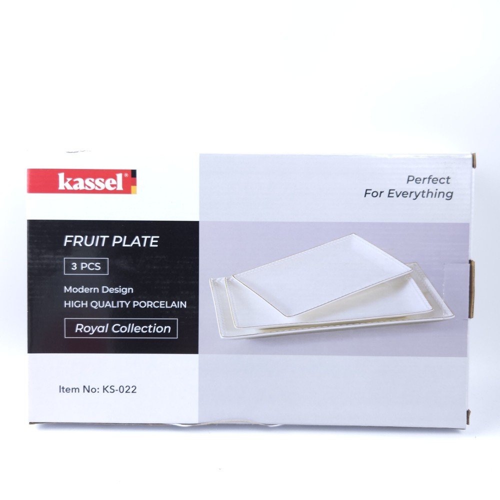 Ceramic Serving Platter Set | 14”/12”/10” Rectangular Serving Trays for Enter...