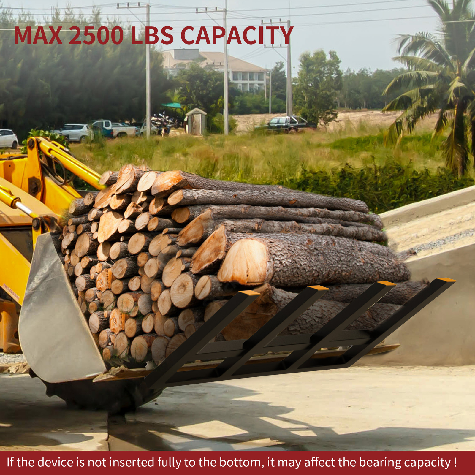 42" Clamp on Heavy Debris Fork for Tractor Skid Steer Buckets Universal 2500lbs