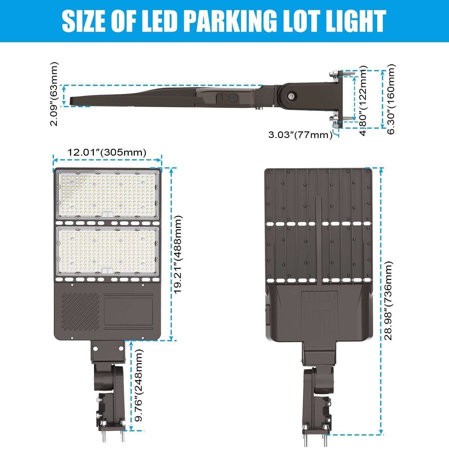 277-480V 44800LM 320W Commercial LED Shoebox Parking Lot Light Fixture Photocell