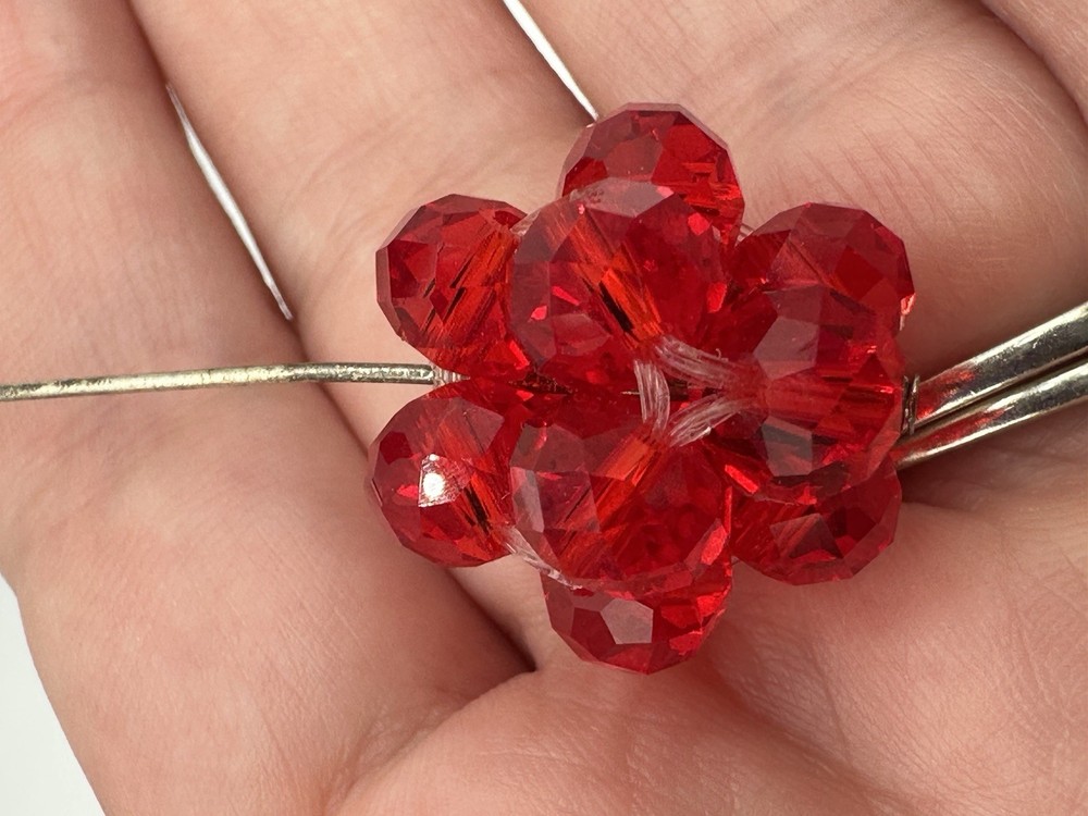 Handcrafted Red Beaded Earrings & Ring