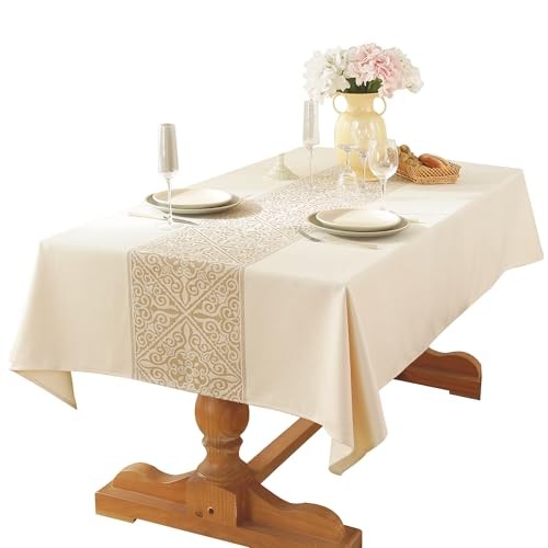 Linen Tablecloths for Rectangle Tables,About 102" x 55" (Rectangular) Beige Nel