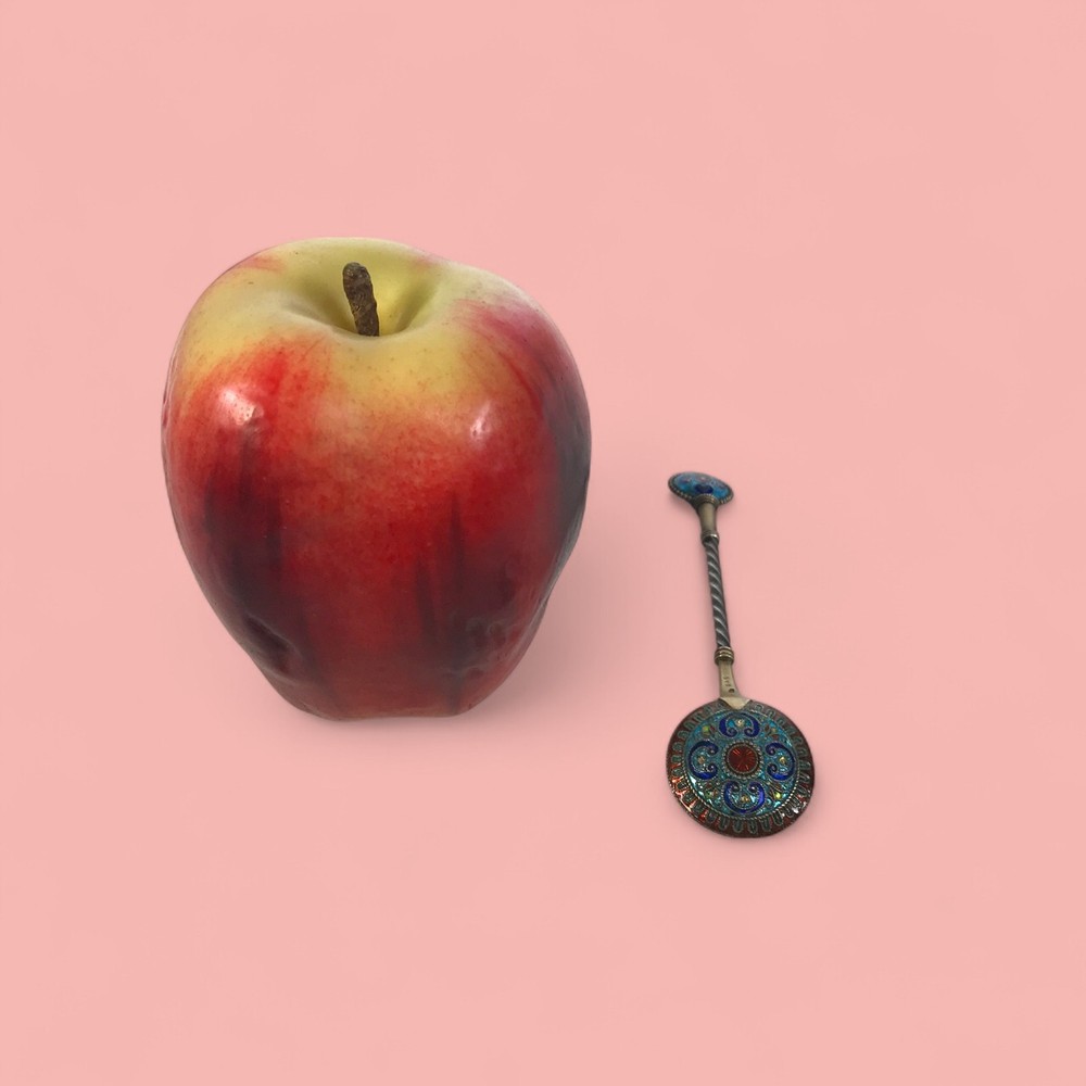 George Adam Scheid Austrian Champleve Enamel and Silver Spoon