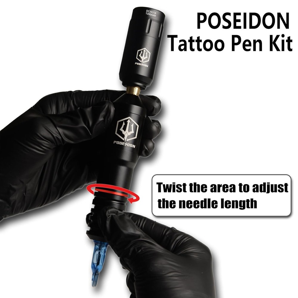 Tattoo Pen Kit - POSEIDON Wireless Machine Kit, TK018, black