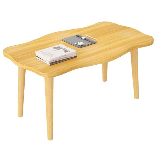Cookie Coffee Table Low Table with 4 Solid Wood Sturdy Legs, Cookie-natural