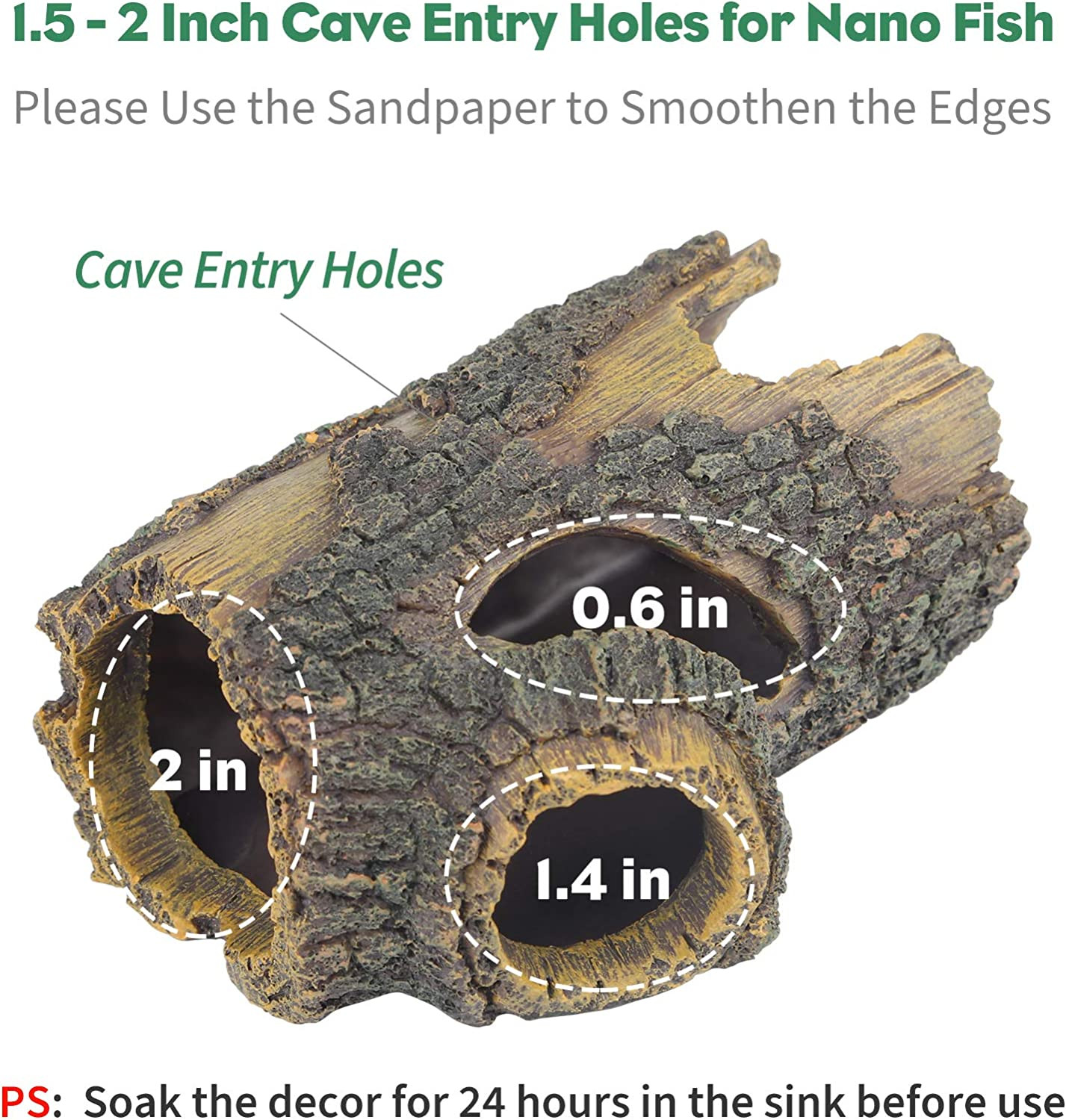 Resin Hollow Tree Trunk Betta Log Aquarium Decorations Ornament Fish House Cave