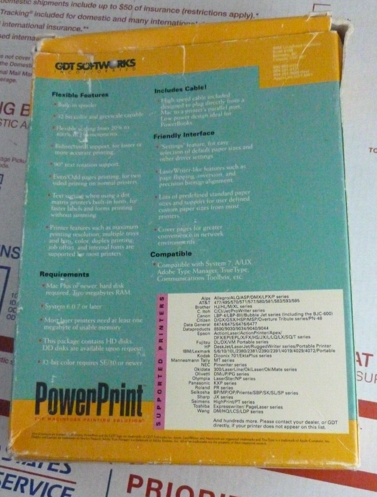 Vintage GDT PowerPrint Mac Printer Driver Software for PC Printers Version 2.5.2