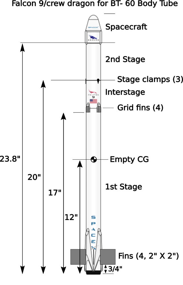 SpaceX Crew Dragon Flying Model Rocket Super Detail Barebones Builder's Kit