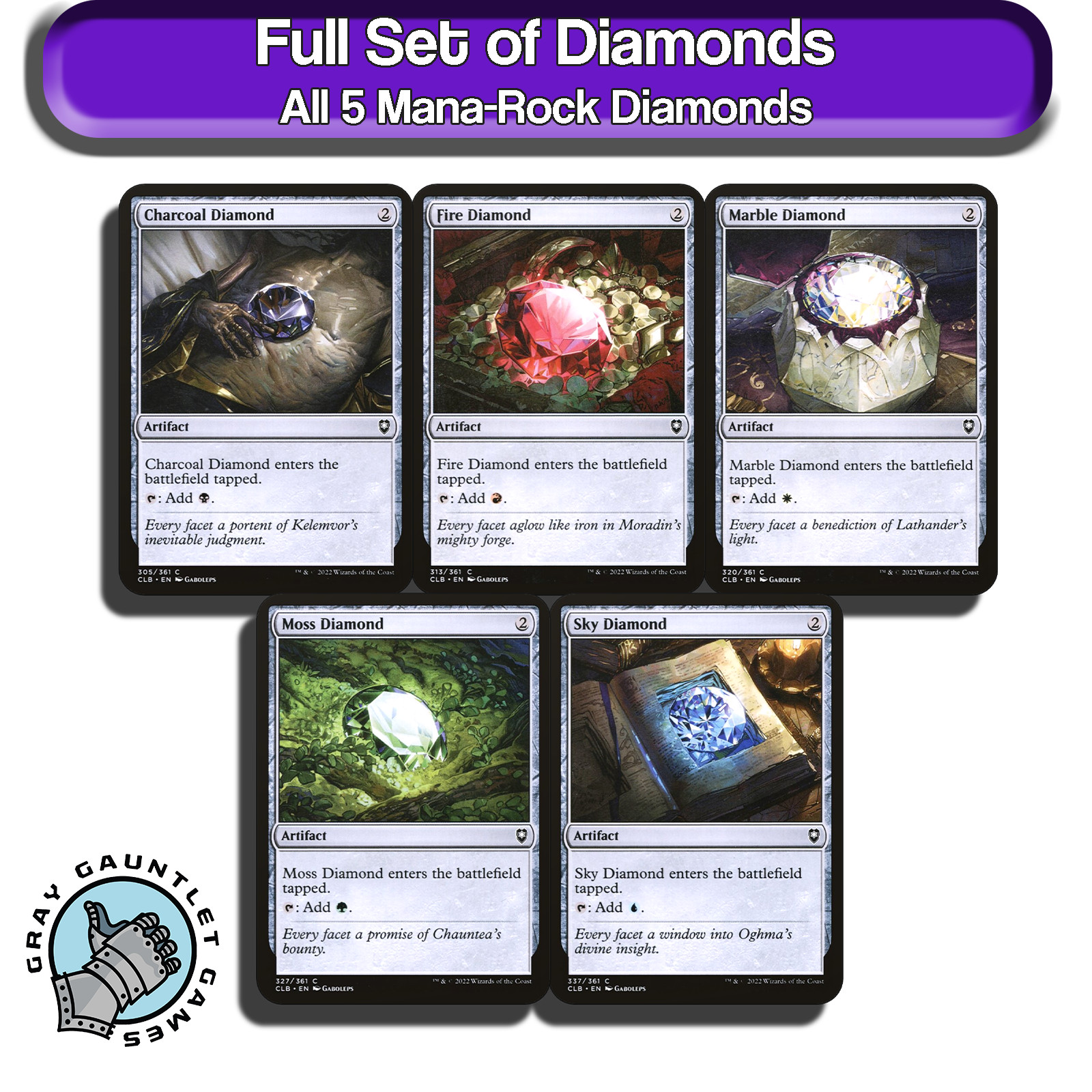 Diamonds MTG Mana Rocks Full Set All 5 Magic Commander Staples EDH Artifacts Lot