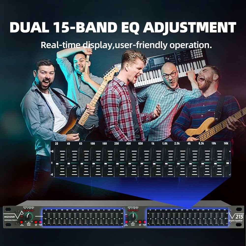 Professional DJ Stereo Graphic Equalizer, 15-Band EQ