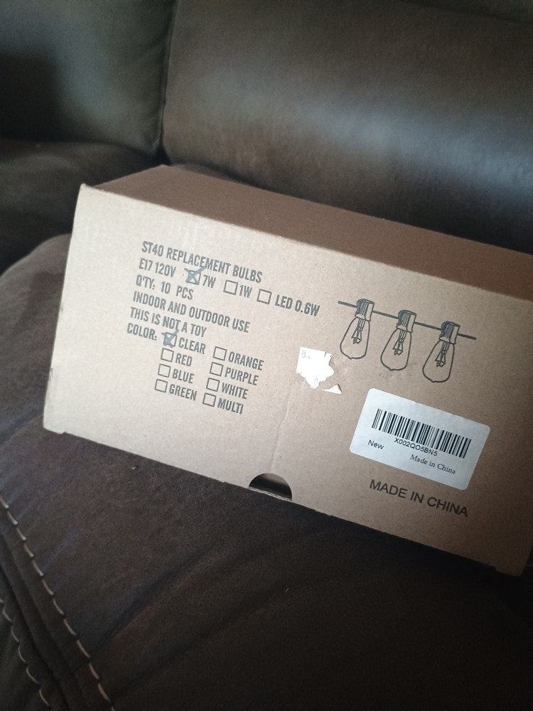 Clear 7W Base Replacement Bulbs for String Lights Box of 10 ST40