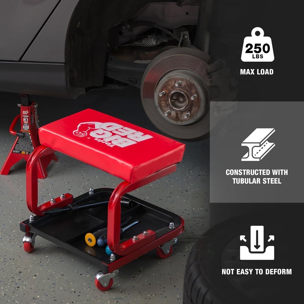 High-Performance Rolling Creeper Seat with 3-Zone Tool Tray - 250 lb Capacity