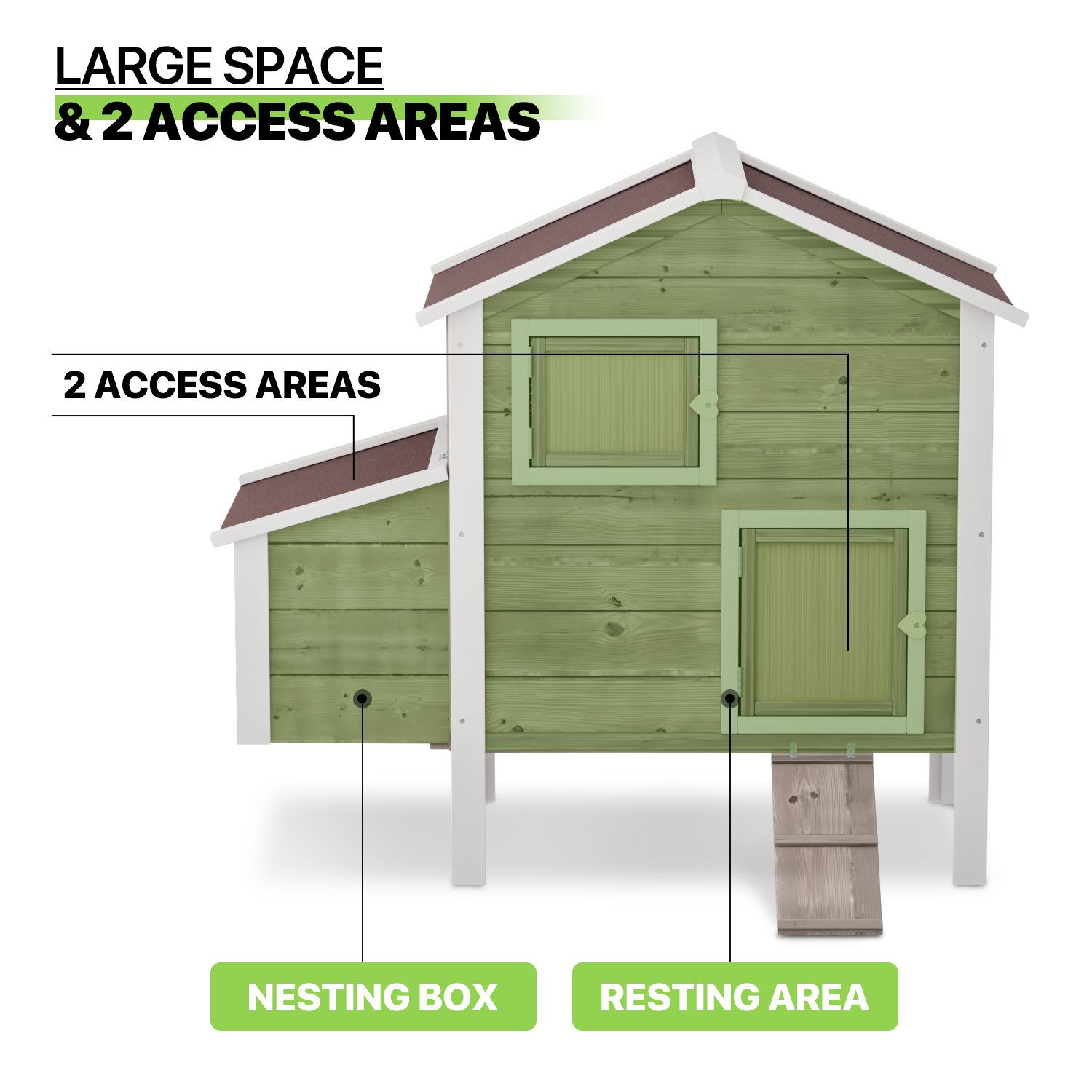 Wooden Chicken Coop Hen House with Removable Tray &Ventilation Door Nesting Box