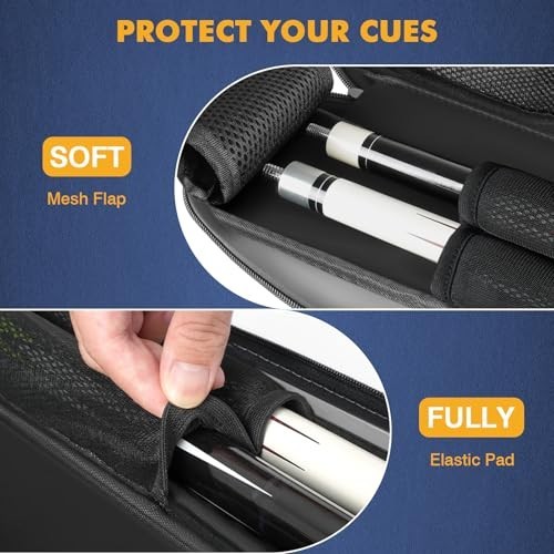 Durable Pool Cue Case 2x2 - Holds 2 Sticks, Accessory Pockets, Shoulder Strap