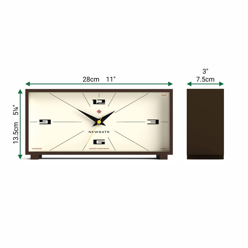 NEWGATE® Thunderbird Desk Clock | Retro Contemporary Rectangular Design | M