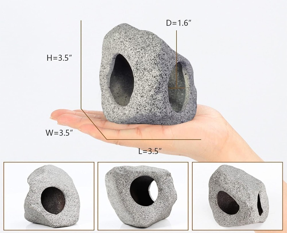 Safe Ceramic Aquarium Hideaway Rock Cave for Betta & Aquatic Pets - Rustic Style