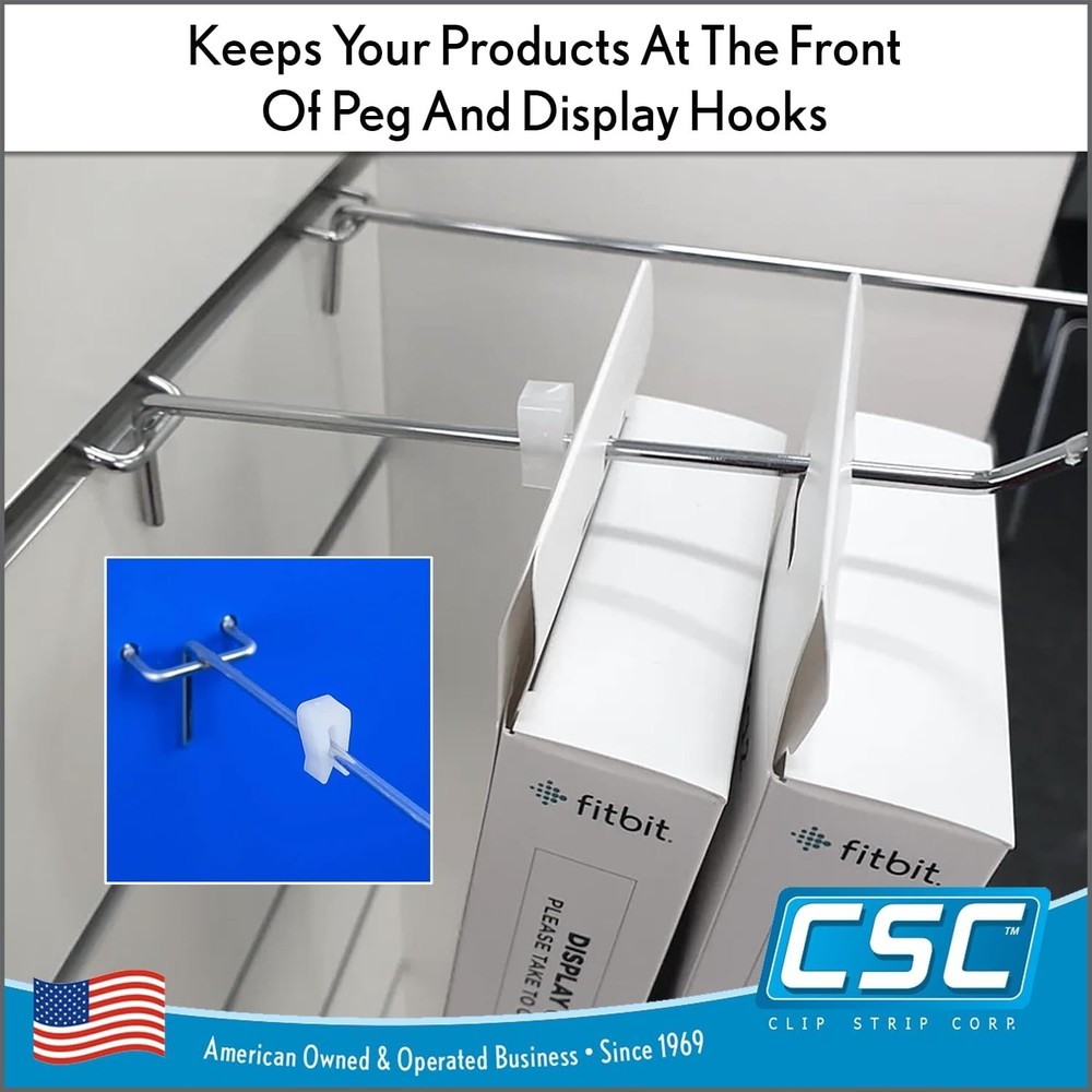 Clear Adjustable Inventory Control Clips - 300 Pack for Peg Hook Display Control