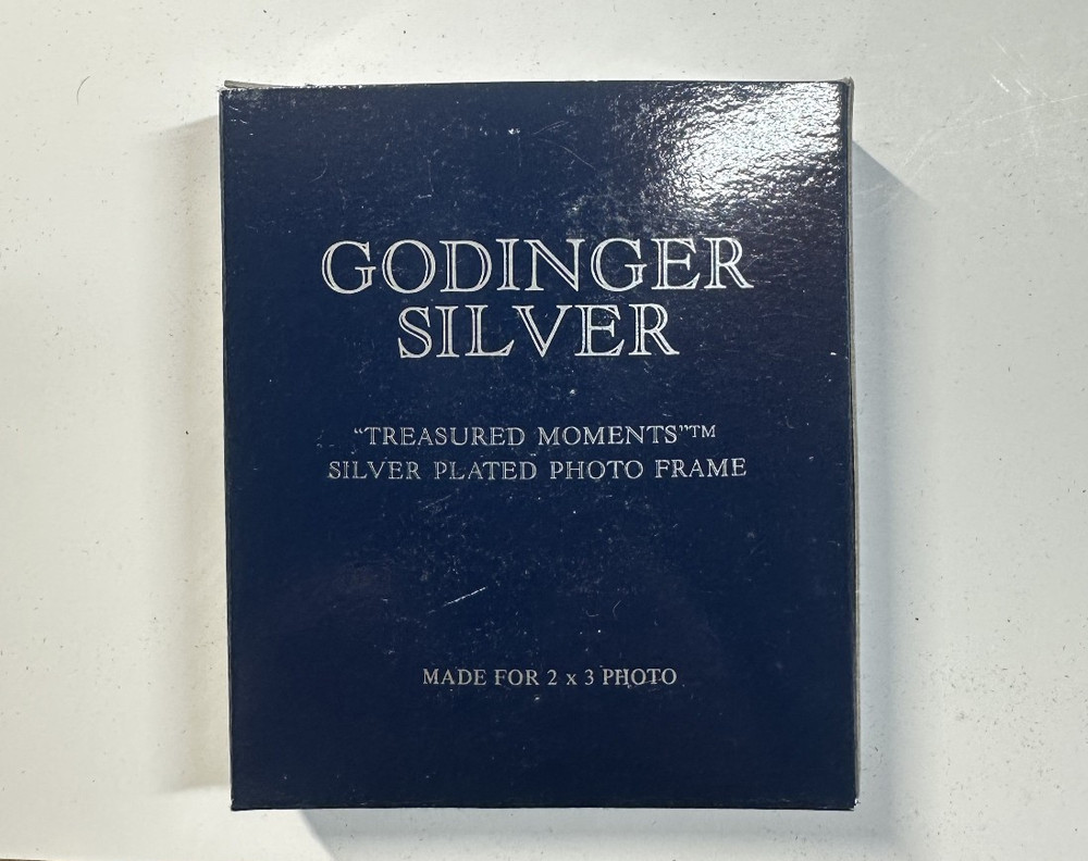 2 Vintage Godinger Silver Plated 2” x 3” Self Standing Photograph Frames