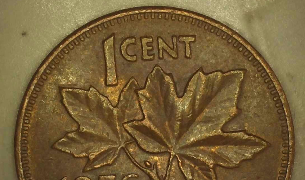 1976 canada 1 cent, Struck Through/DD/Soft DD/Misalign/Die Chips/Beads/Rim/Maple