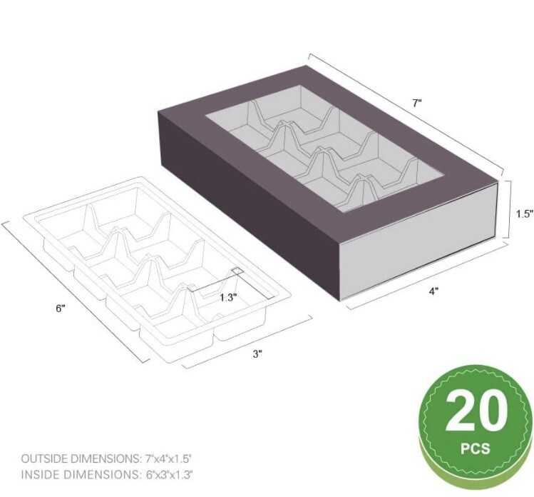 20 Truffle Box, Chocolate Box Packaging, Candy Boxes with 8-Piece Plastics Tray