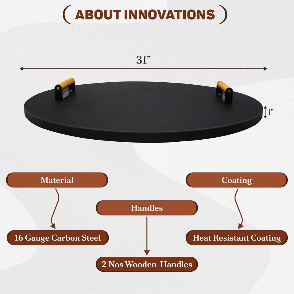 FEBTECH 31" Round Fire Pit Cover Perfect for Fire Pit Inside up to 29"