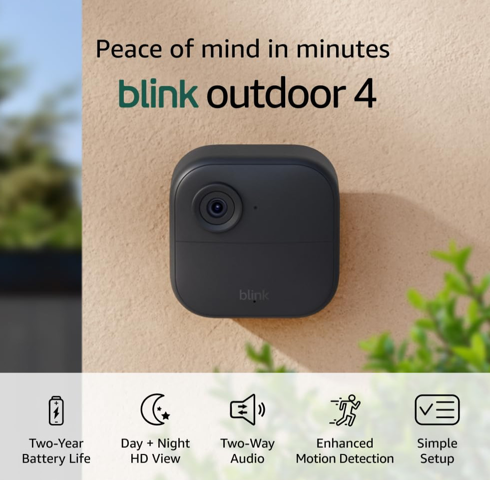 Blink Outdoor 4 (2 Camera System) Wireless Smart Home Security with Sync Module