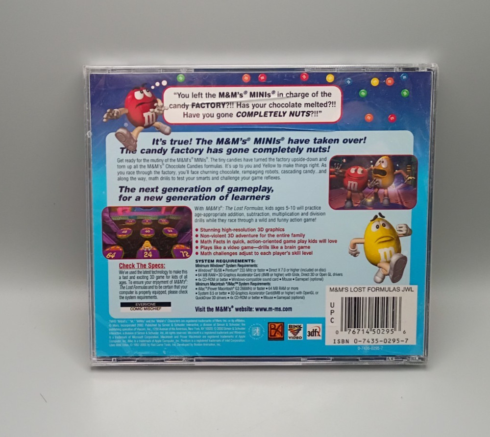 NEW M&M's The Lost Formulas 3D Early Learning Mathematics CD-ROM 2000 Win/Mac