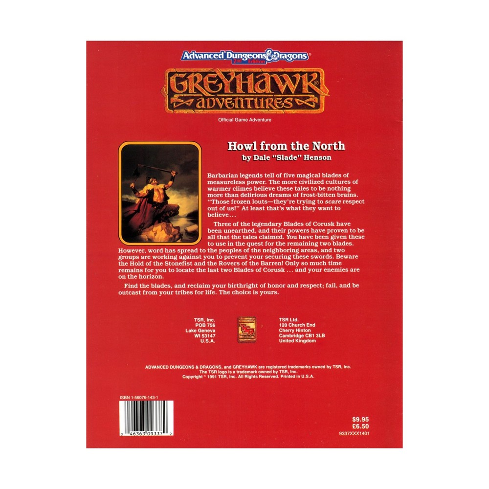 TSR Greyhawk Howl from the North VG+