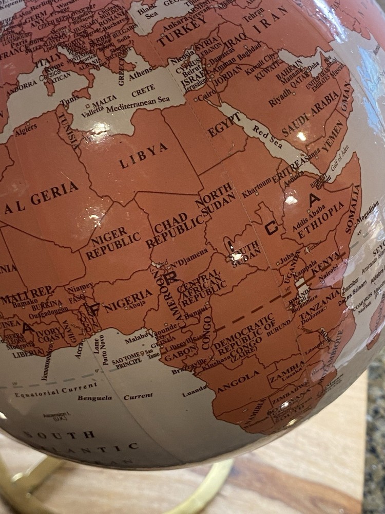World Globe Pink With Gold Tone Solid Stand Desktop