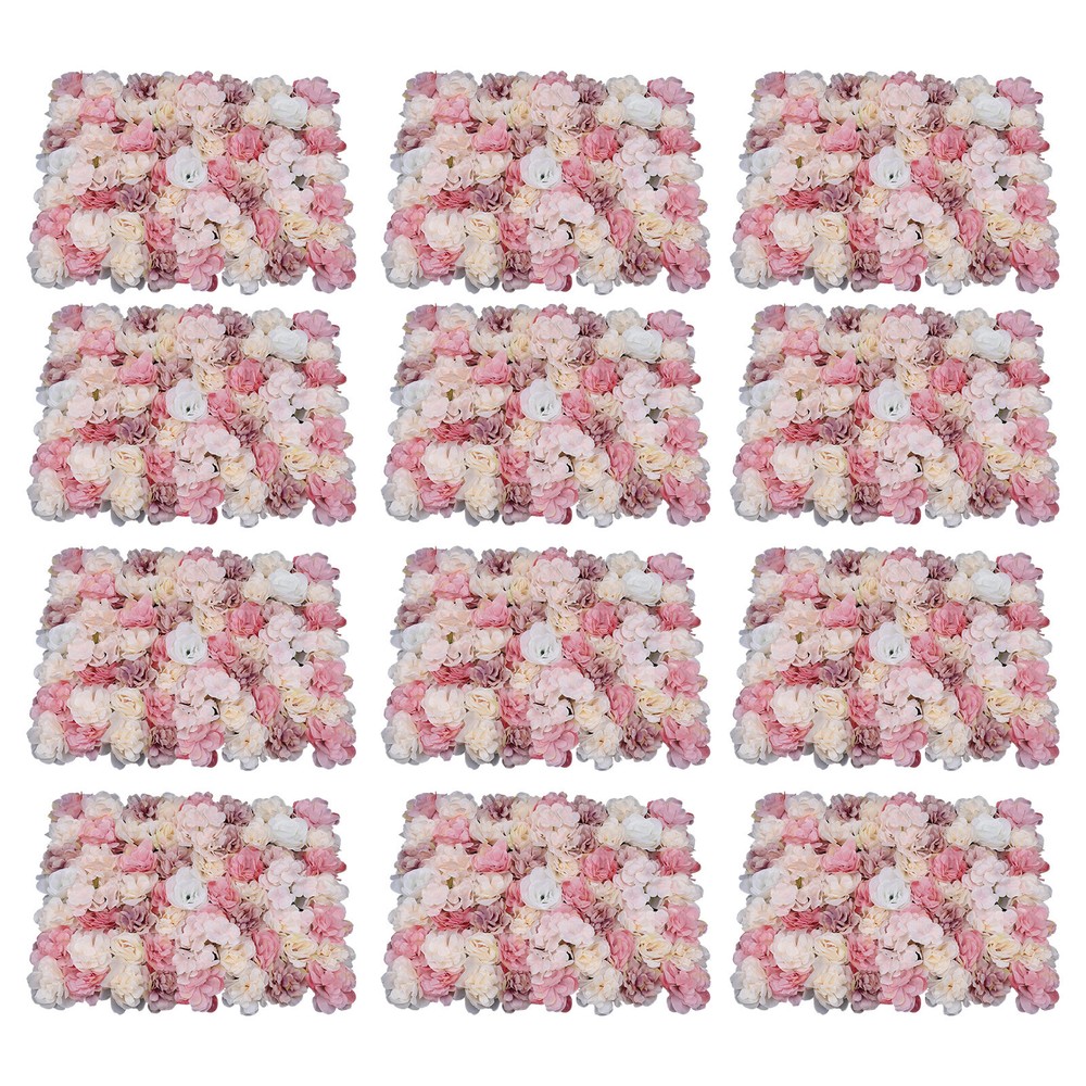 Flower Wall Panel Artificial Flower Wall Backdrop Flower Decoration 12 Pcs