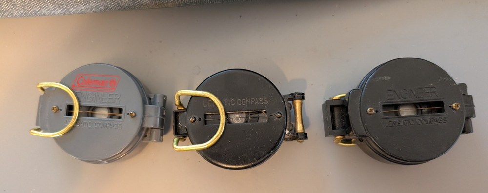 3 Used Lensatic Compasses