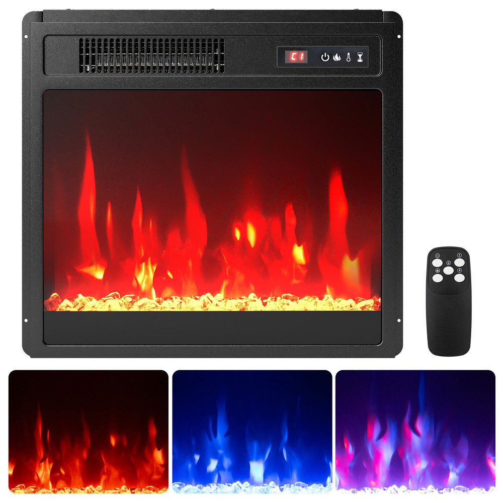 18" Electric Fireplace Insert w/Remote Control Adjustable Flame Color Brightness