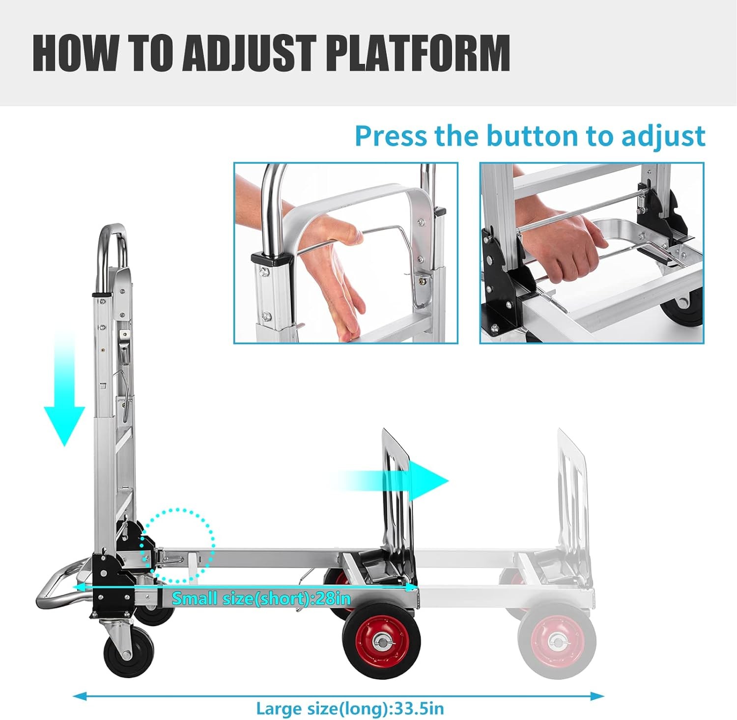 Aluminum Hand Truck 2 in 1 Folding Dolly Cart 450 lbs Capacity Heavy Duty
